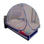 UNIFAIR Polyester Washable Mosquito Net for Single Bed Standard Size Foldable Machardani Polyester Strong Net White-Blue