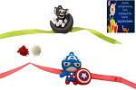 Kavim Kids RAKHI 23458 Plastic (PVC) Rakhi Set (Tom & Jerry,C A Soft Eraser Rakhi 2 Set n Greeting card Roli Chawl)