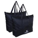 Kuber Industries Shopping Bag|Folding Travel Bag|Polyester Shopping Bag for Grocery|Carrying Bag With Front Small Pocket|Pack of 2 (Black)