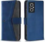 Autofocus Faux Leather Back Case Flip Cover for Oppo F21 Pro 5G with ID Card Slot | Foldable Stand | 2 Card Slot | 1 Cash Slot | Magnetic Closure - Executive Blue, 23730