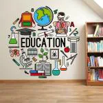 LANSTICK Multicolor Education Needed All Things Self Adhesive Wall Sticker