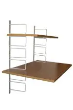 Fitizen Rack White & Urban Teak Ergonomic Height Adjustable Wall Mount Standing Desk, Sit and Stand Desk