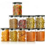 SOLOMON - quality product for your lifestyle Black Plastic Square Grocery Containers 1100ml (Pack of 10)