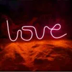 OVG Neon Sign Board LED light, Love Size 8 inch by 16 inch Pink Neon For Wall Decor, Gifts and all Occasions (1 piece light with Adapter)