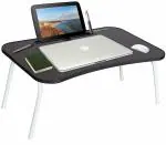 Callas Multipurpose Foldable Wood Laptop Table with Mac Holder/Tab Holder | Table Holder Study Table, Breakfast Table, Foldable and Portable/Ergonomic & Rounded Edges/Non-Slip Legs