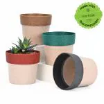Eha Earth Friendly Ecopod Small Pots for Plant | 4 Inch, Pack of 4 | Table Top Planters | Bamboo Based and UV Protected | Pots for Indoor Plants for Home Decor, Outdoor, Balcony & Garden | Multi-Dark