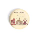 Dhcrafts Brown Metal Amsterdam Printed Fridge Magnet, 5.8 Cm