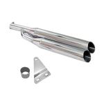 BIGBIRD Bike Dual Barrel Silencer Exhaust Double Barrel Bullet Silencer Chrome With Zed Clamp Bush Compatible For All Model Bullet Classic 350