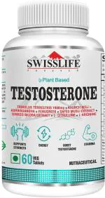Swisslife Forever Testosterone Supplement for Men | Tribulus 1000mg, Ashwagandha, L-Citrulline & Kaunch Beej | Plant-based | Improves Muscle Strength, Boosts Stamina, Energy & Performance Support | 60 Veg Tablets