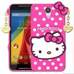Indiacase Moto G2 Pink Rubber Shock Proof, Dual Protection, Silicone, 3D Catoon Kitty, Shock-Absorbent, Wireless Charging Compatible Cases & Covers