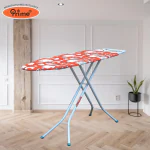 Prime Ezee-Press Sleek Foldable Ironing Table With Triple Layered Ironing Surface And Washable Cotton Cover - Orange