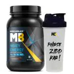 MuscleBlaze Whey Energy Protein Powder with Shaker, 2.2 lb/1 Kg, Chocolate