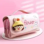 ORTOLY Pencil Pouch for Girls and Boys,Big Pencil Case for Kids,Zipper Pencil Kit Stationary Storage Box for School Children,Stationery Organizer Pen Box for Student,Pencil Pouch(PINK)