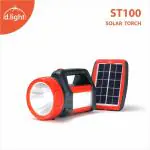 d.light ST100 Rechargeable LED Solar Light with Panel, kisan Torch for Long Distance Visibility