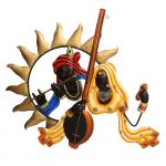 eCraftIndia Iron Radha Krishna Playing Flute and Veena Wall Hanging 16 inch x 18 inch