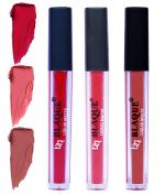 bq BLAQUE Matte Liquid Lipstick Combo of 3 Lip Color # 109-111-113 (Dark Pinkish Red, Pinkish Peach, Brown, 12 ml)
