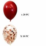 Crackles Latex Chrome Metallic and Confetti Decoration Red Balloons - (Pack of 30)