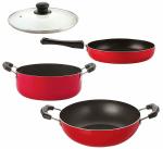 Nirlon 4 pcs of Red Non-stick Aluminium Kitchen Cookware Set