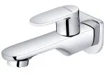 Plantex Pure Brass Single Lever Bib Cock Kitchen Sink Tap with Brass Wall Flange & Teflon Tape, Long Body - Quarter Turn (Mirror-Chrome Finish)