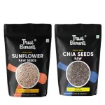 True Elements Raw Sunflower + Raw Chia Seeds 250gm each Combo - 500gm, healthy seeds for eating