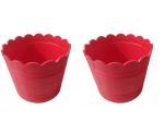 Audbhidhi Pots 12 Inch Loto Fancy Gamla Fresh Nursery Plastic Garden Flower Pot for Plants Home Gardening & Balcony, 2 Piece - Red Colour