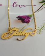 HELICX Custom Name Pendent, Name Necklace, Personalised Name necklace, Name chain, Name Locket - Both Side Style - Color Option Gold