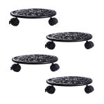 Sharpex Pack of 4 Trolley for Metal Caddy Iron Plant Stand | Heavy Duty Wheels for Easy Moving and Stable Rolling Plant Stand with Lockable Casters wheels for Balcony, Indoor /Outdoor Home Garden