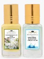 Menjewell Combo Pack Of 2PCs Attar(Rajnigandha 5ML,Aqua Fresh Blue 5ML)Attar (Floral, Fresh)