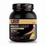 Megagrow Mass Gainer Whey Protein Powder Mango Flavoured-1 Kg - High Calories Formula with Vitamins and Minerals for Weight Gain| Energy 386.02 Kcal| 22.81g Protein| 600mg Calcium, (No of Serving 10)