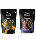 True Elements Raw AAA Pumpkin Seeds 150 g and Dark Chocolate Granola 140g Combo