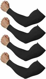 Careflection Arm Sleeves for Men and Women, Sleeves to Cover Arms Black Free size Pack of 4pcs