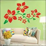 Decowall Multicolor Polyethylene Flower Floral Design Stencil For Wall Decor, 16 X 24 Inch