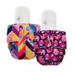 Mylo Essentials Cloth Diaper for Babies|Oeko-Tex Certified|(3Months-3Years)|5kg-17kg|Reusable with Adjustable Snap Button|Pack includes 2 Diaper & 2 Wet-Free Inserts-(Rainbow, Purple Love)