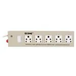 Econe 5, 1 Metal Body Flex Box Cable Extension Cord Power Strip Surge Protector With Fuse Protection And Switch - Grey, 2.2 Mtr