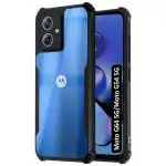 Fashionury Shockproof Back Case Cover for Motorola Moto G64 5G / Moto G54 5G | Raised Bumps for Camera & Screen Protection | Ultra Clear Soft Silicone Back Cover (Black Bumper)