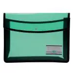 Eslee Expandable Document Wallet Folder for Storage | Transparent Snap Button My Clear Bag | Clear Plastic Envelope Cover File Bag for Papers, Mark sheets, Projects, Certificates Holder | Best for FC Size Paper | Transparent Green Colour (ESC311FC)