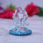 Glass Ganesh Ji Showpiece with Crown Bappa Crystal Showpiece Ganpati Ji (Blue)