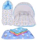 Kwitchy New Born Baby Boy's & Baby Girl's Bedding Combo Mosquito Net Bed Sleeping Bag & Plastic Sheets Set