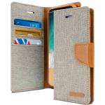 ClickCase Canvas Series Faux Leather Magnetic Card Holder Wallet Kickstand Case Flip Cover For Redmi Note 12 5G (Grey)