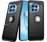 Unistuff Back Case Cover for OnePlus 12R with Magnetic Kickstand | Premium Matte Finish | Camera Bump Protection | Rubberized Ring Cover - Night Black, 78579