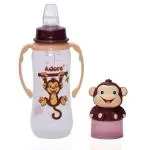 Adore Yeah! Character Hood Spout Sipper | Narrow Neck | Anti-Colic with Non-Slip Handles (250ml) (Monkey)