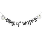 Festiko Drink Up Witches Banner Black Glitter, Halloween Party Decorations, Haunted House Decorations, Witch Please Party Decor, Halloween Banner, Witch Party Supplies