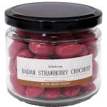 Roasted Almond Chocolate Strawberry Healthy Sweet Snack Dry Roasted Badam coated in White Chocolate infused Strawberry All Natural No Preservatives Vegan Glass Jar 125g