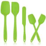 Ramkuwar Rubber Kitchen Utensils Silicone Spatula Set for Nonstick Cookware Baking Mixing (Green) - Set Of 5