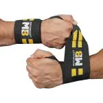 MuscleBlaze Wrist Support for Men & Women (Black, Free size) with Reinforced Finger Loop, Wrist Support for Pain Relief