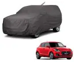 Auto Hub Car Body Cover Compatible for Maruti Suzuki Swift with Mirror Pocket and Antenna Pocket, Water resistant, Elastic Bottom, Triple Stitched, 2X2 Grey Matty