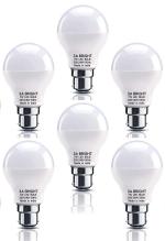 3A BRIGHT 7-Watt B22 Round DOB LED Bulb Silver White (Pack of 6)