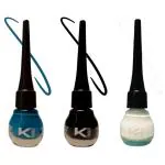 KINDED Midnight Black, Teal Green and White Pearl Waterproof Smudgeproof Longlasting Liquid Eye Liner, 5 ml - Pack of 3