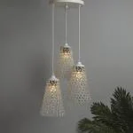 Homesake Hanging Light Jhumar, Ceiling Lights For Home Decoration, Pendant Light, Home Decor Items For Living Room, Chandelier For Living Room Modern, Balcony Decor - White, Pack Of 1