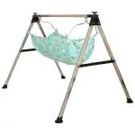ZuMart Silver ZUMART Ghodiyu with Hammock Mosquito Net Stainless Steel Cradle for New Born Babys